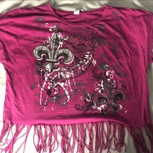 Womens size 3X brand Ransom - Hot pink cool decorations with fringe on bottom
